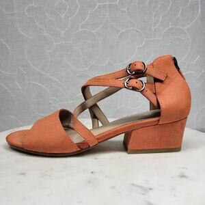 Eileen Fisher Kyra Sandals Womens 6 Nubuck Suede Square Block Heel Double Straps